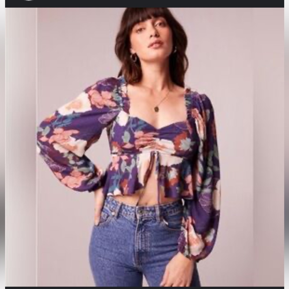 Band of the Free Anthia Crop Top in Purple Ivory, NWT